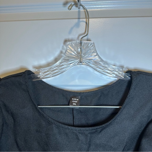 SheIn Curve Black Scoop Neck Flutter Sleeve Dress 1XL - Picture 3 of 8